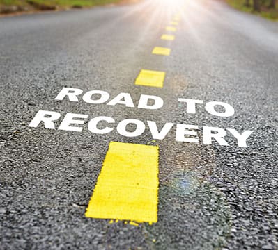 Road to recovery with sunbream . Challenge with success concept and natural background idea