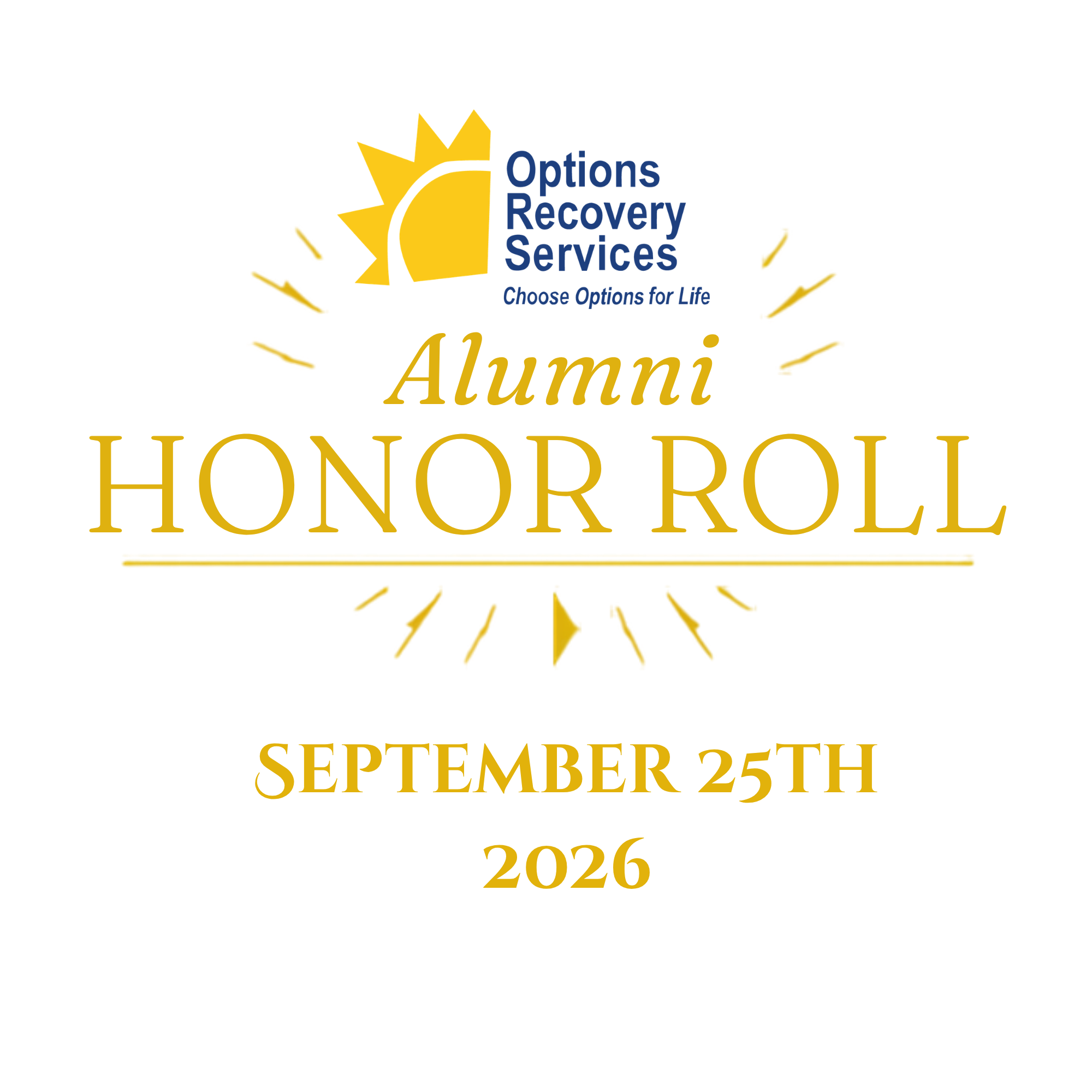 Options Recovery Services Alumni Honor Roll, September 25th 2026